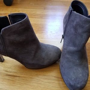 Purple heeled boots
